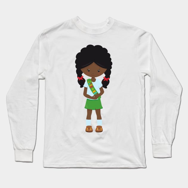 Girl Scout, African American Girl, Cute Girl Long Sleeve T-Shirt by Jelena Dunčević